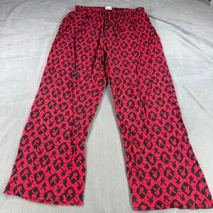 Vintage Playboy Pajama Pants Red Black Argyle Bunny Logo Hearts Mens XL Cotton